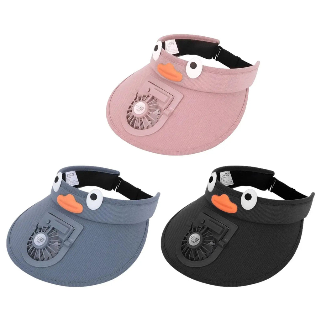 Kids' Sun Visor Hat with Built-In Cooling Fan
