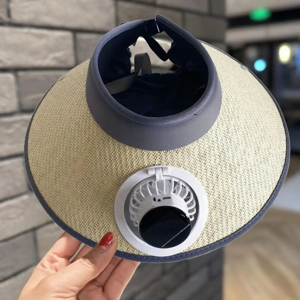 Wide-Brim Sun Hat with Solar-Powered Cooling Fan