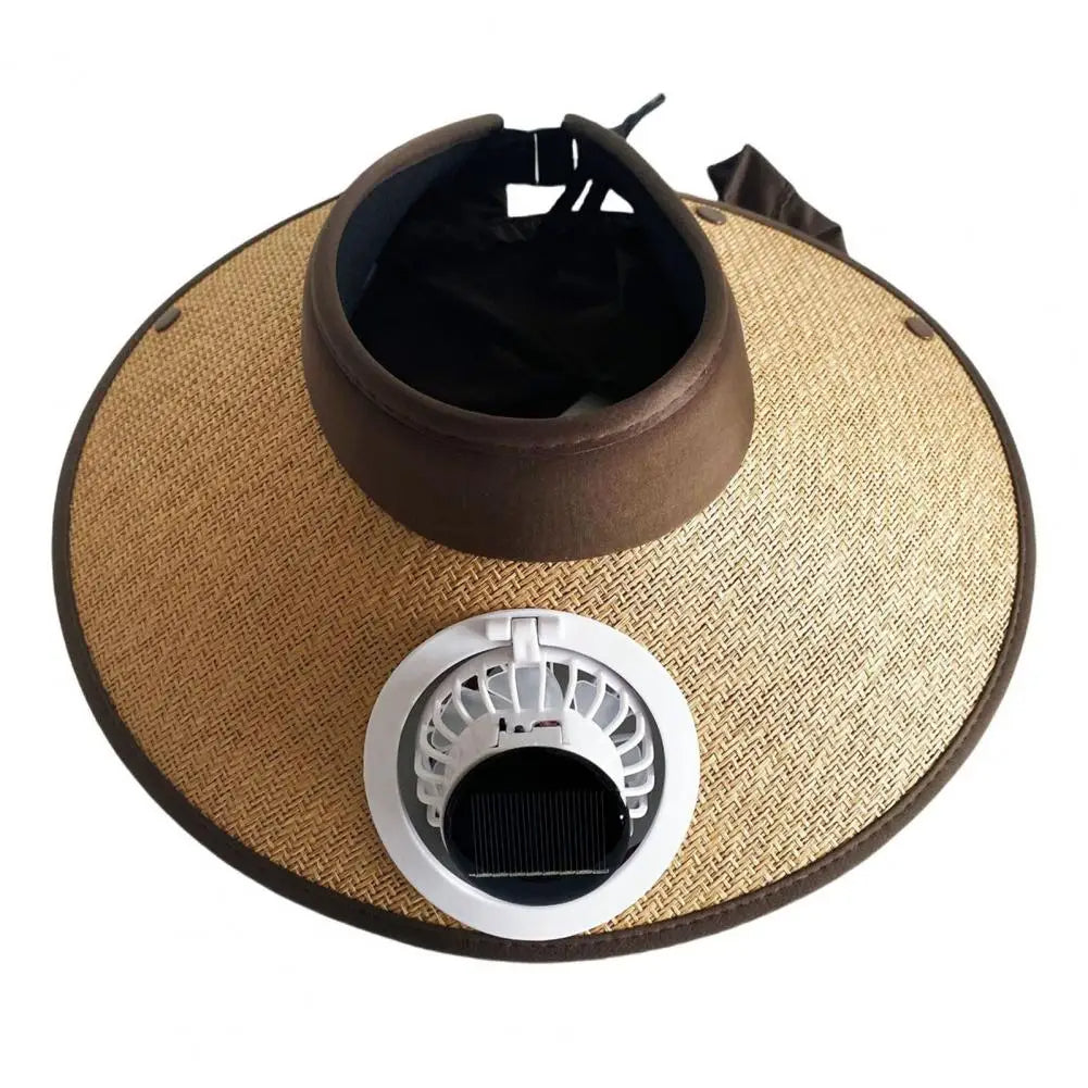 Wide-Brim Sun Hat with Solar-Powered Cooling Fan