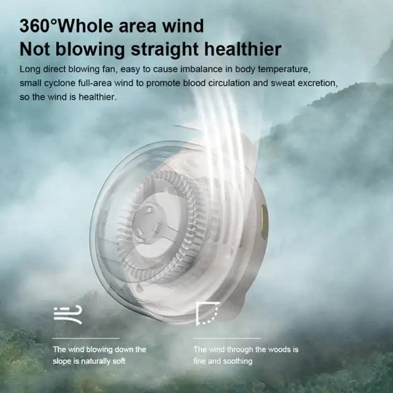 Clip-On Portable Waist Fan with Bladeless Handheld Design for Personal Cooling On the Go