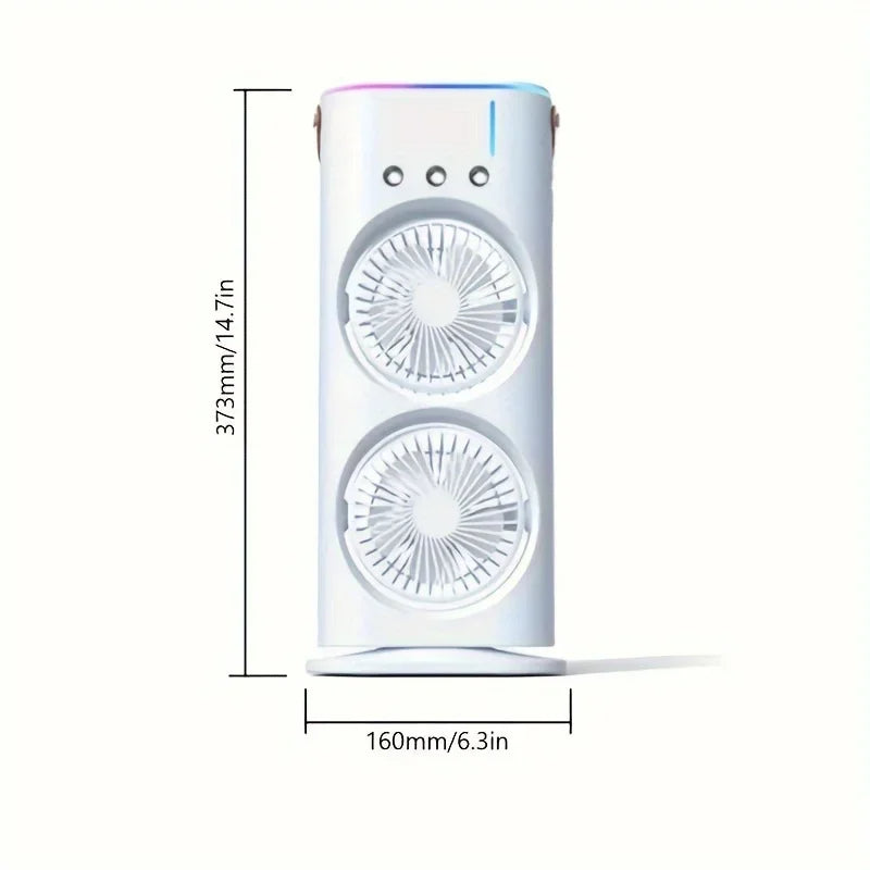 Dual-Head Portable Air Conditioner Fan for Instant Personal Cooling