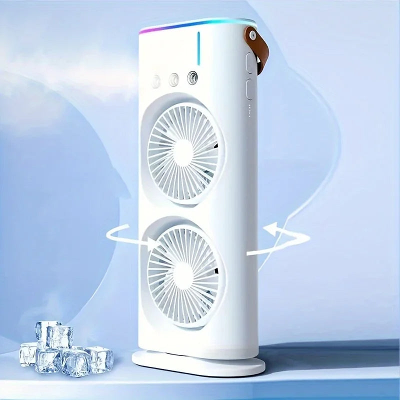 Dual-Head Portable Air Conditioner Fan for Instant Personal Cooling