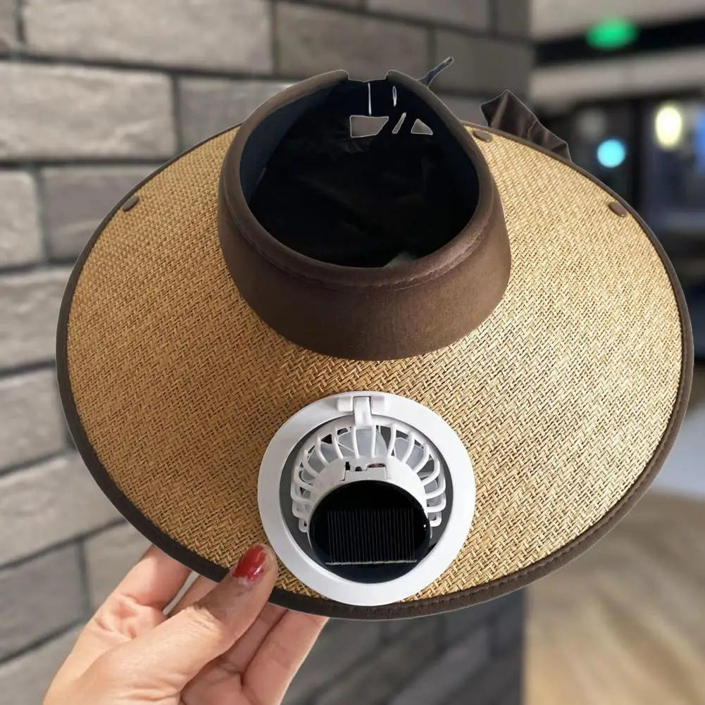 Wide-Brim Sun Hat with Solar-Powered Cooling Fan