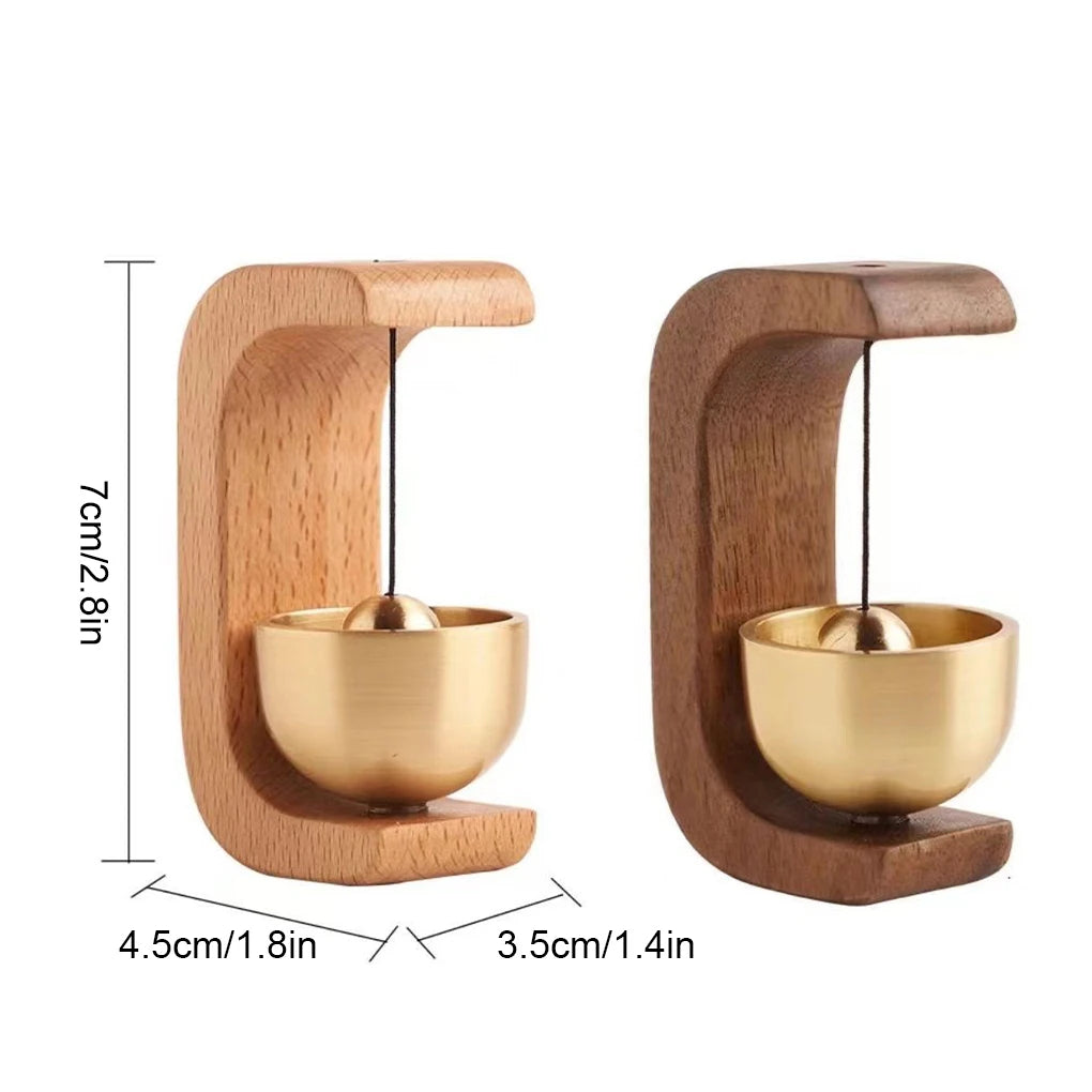 Elegant Wireless Door Chime with Brass Bell and Wooden Frame