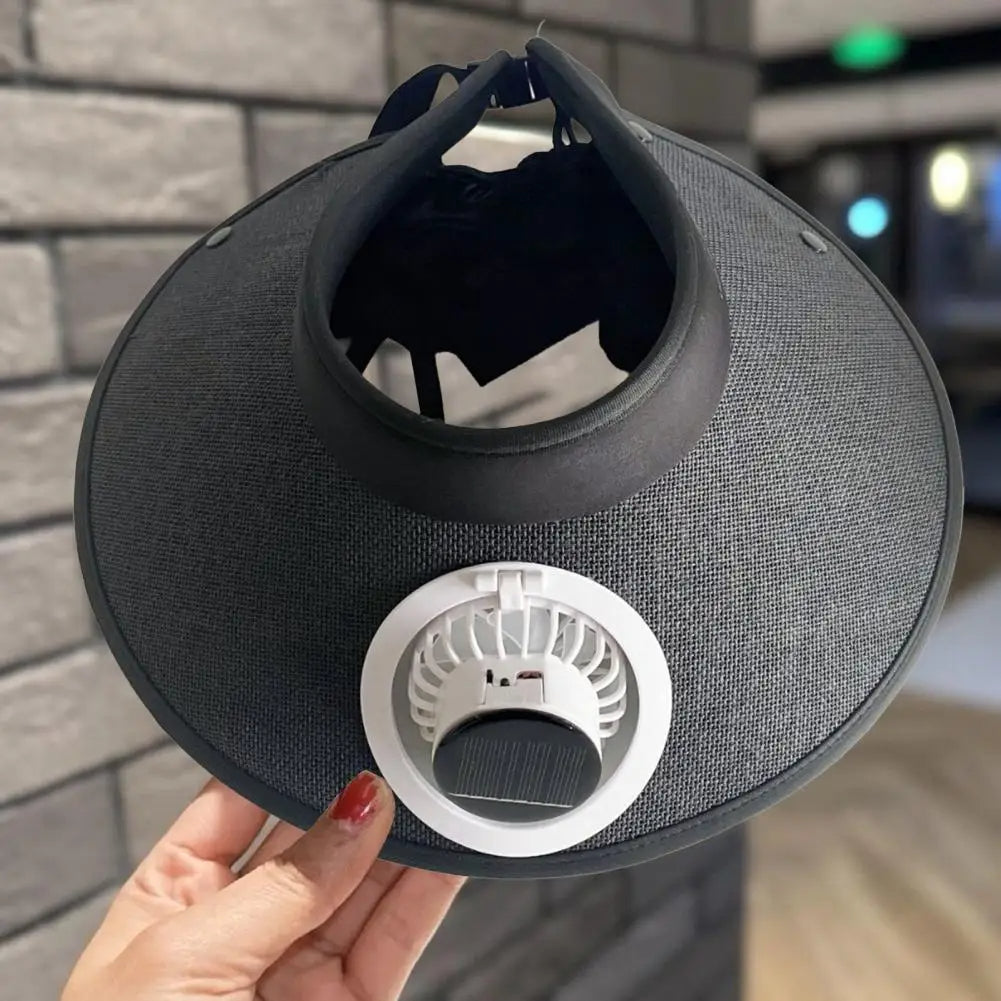Wide-Brim Sun Hat with Solar-Powered Cooling Fan