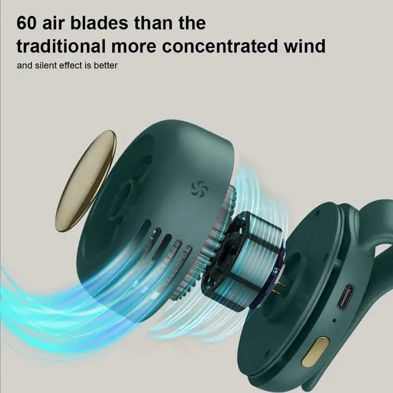 Clip-On Portable Waist Fan with Bladeless Handheld Design for Personal Cooling On the Go