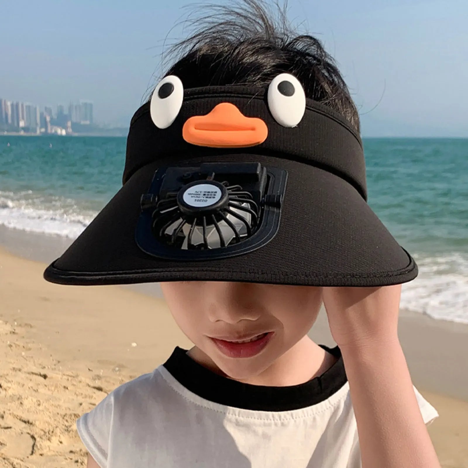 Kids' Sun Visor Hat with Built-In Cooling Fan