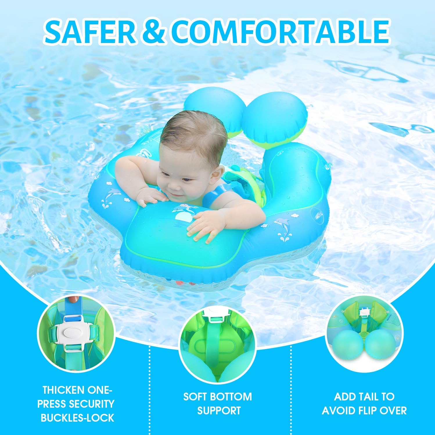 Baby Swim Float with Canopy - Sun Shade for Safe, Fun Pool Time