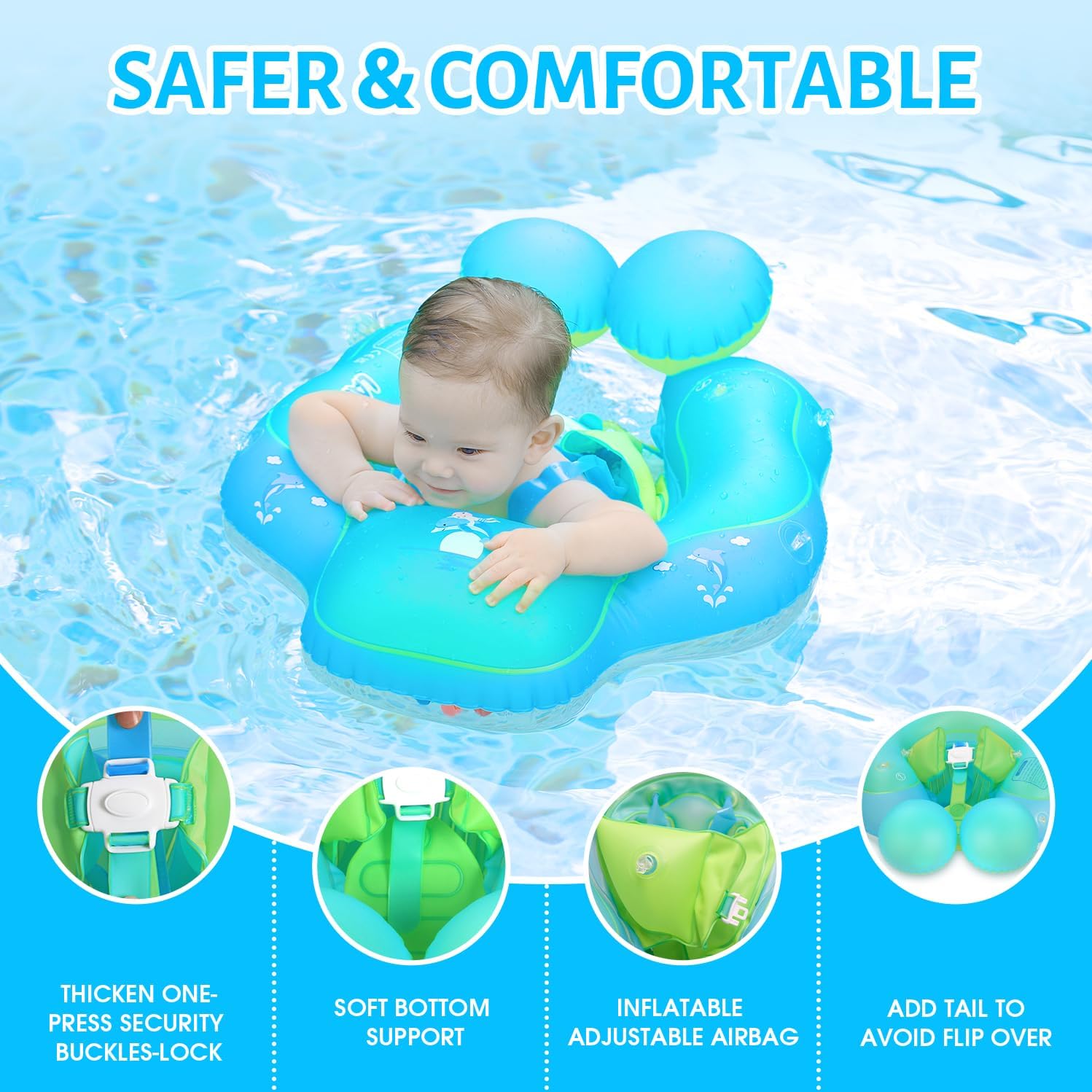 Baby Swim Float with Canopy - Sun Shade for Safe, Fun Pool Time