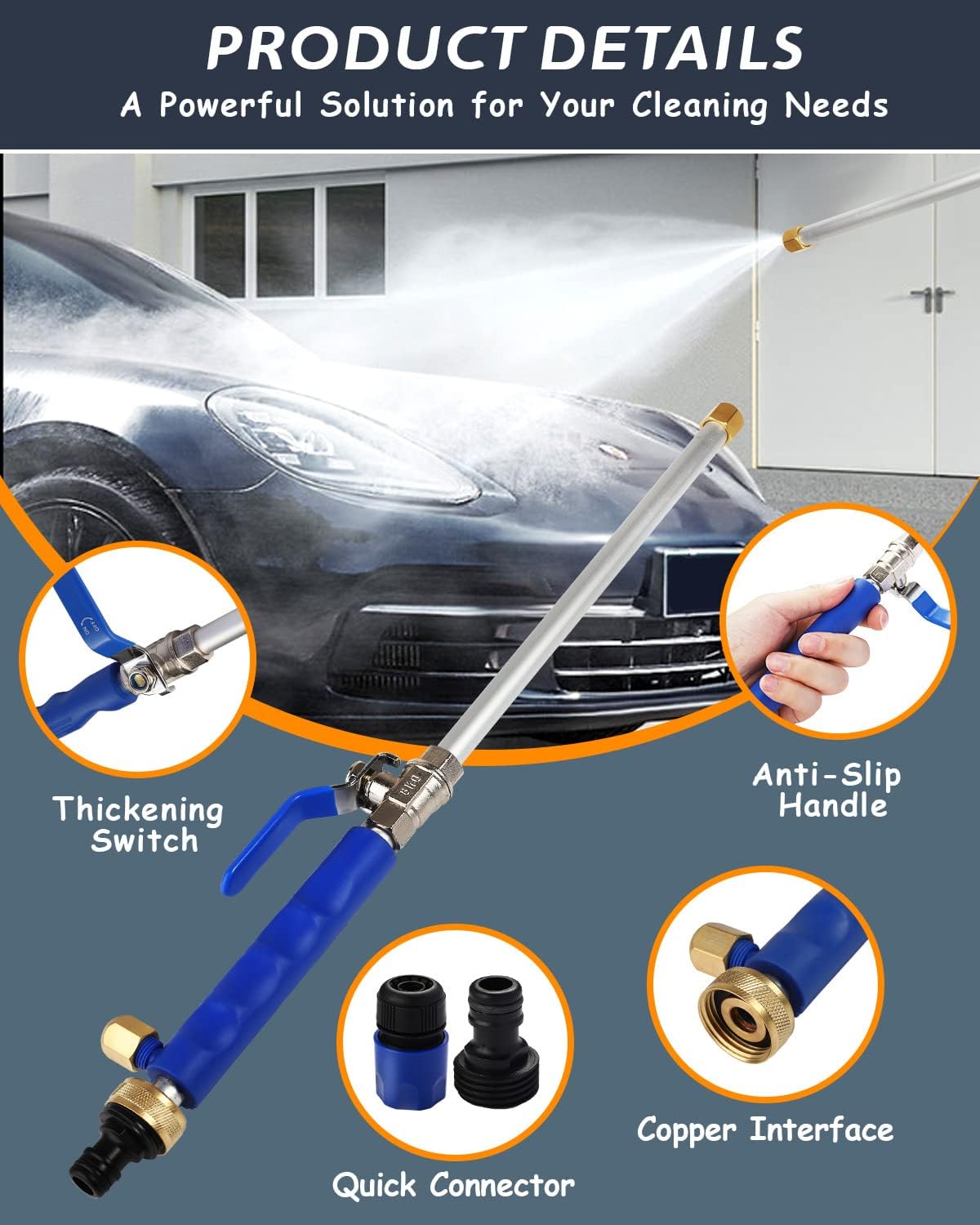 Premium High-Pressure Washer Spray Nozzle for Car Wash - Durable Water Hose Attachment