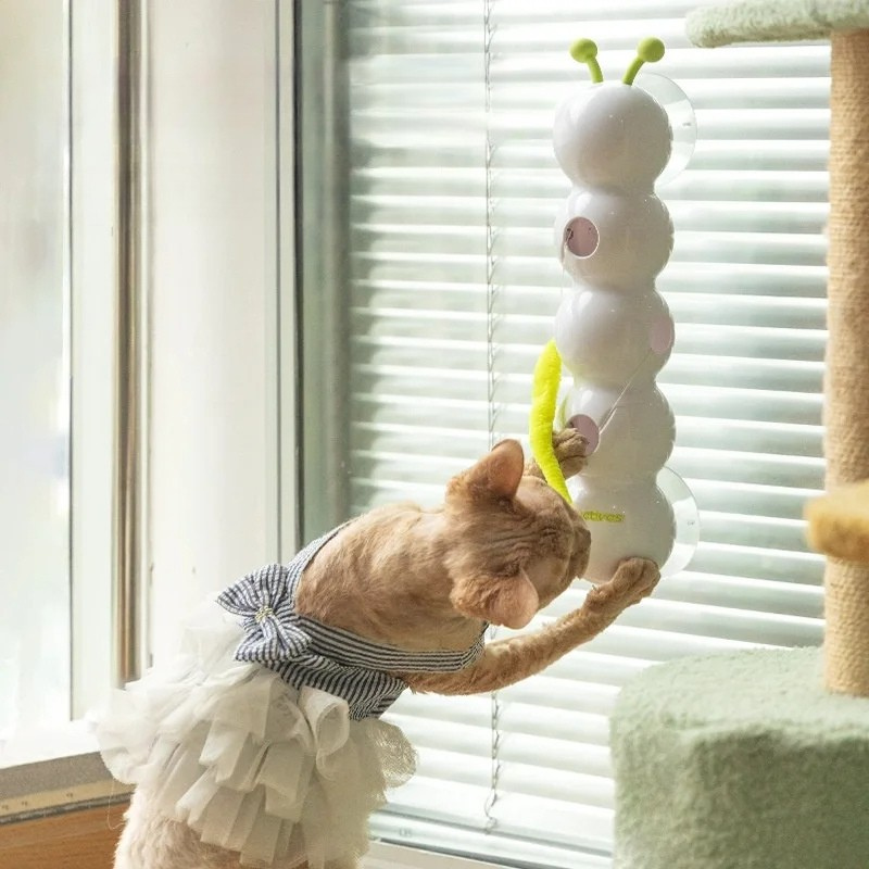 Interactive Worm Pole Cat Toy with Auto Pop-Up for Endless Fun