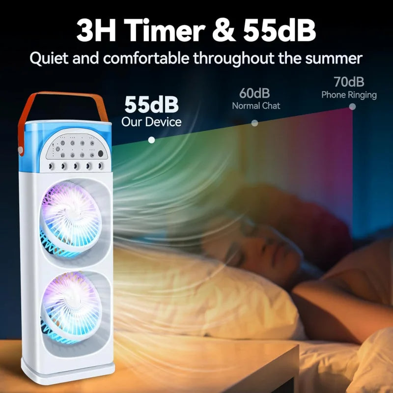 Ultra-Compact Portable Air Conditioner with Humidifier and LED Light
