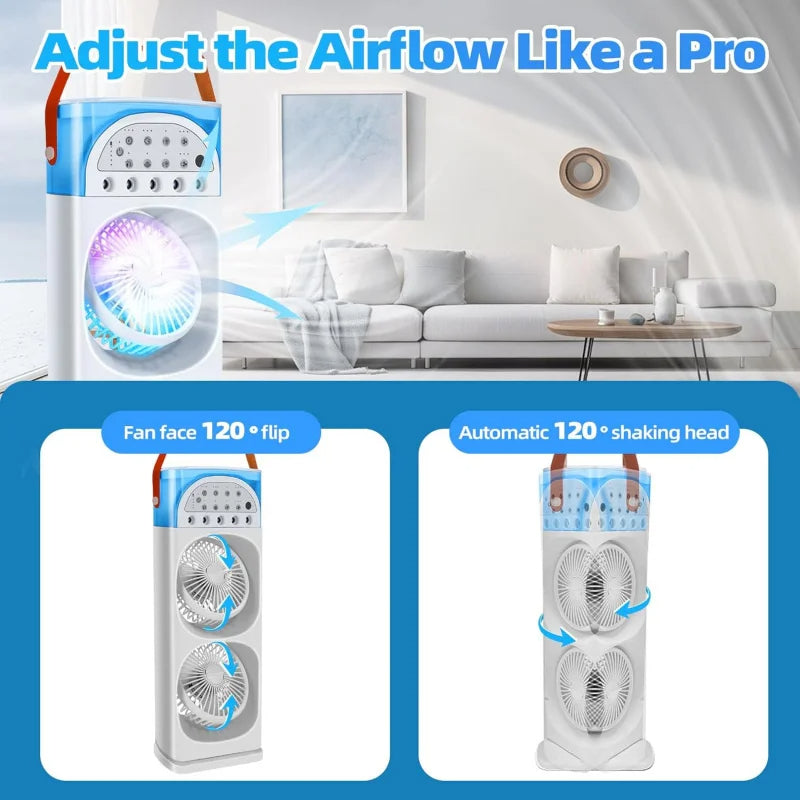 Ultra-Compact Portable Air Conditioner with Humidifier and LED Light