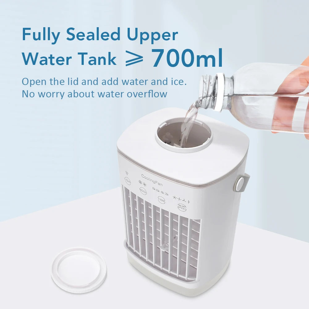Compact Portable Air Conditioner & Humidifier with LED Light