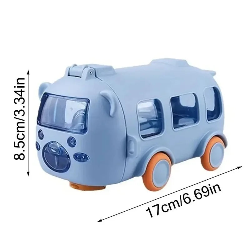 Playful Cartoon Bus Water Bottle with Straw for Kids