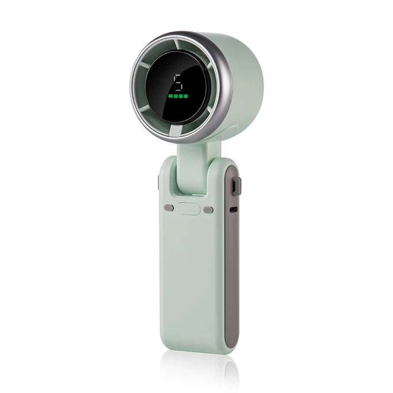 Foldable Handheld Turbo Fan with Digital Display - Ultra-Portable, High-Velocity Cooling on the Go