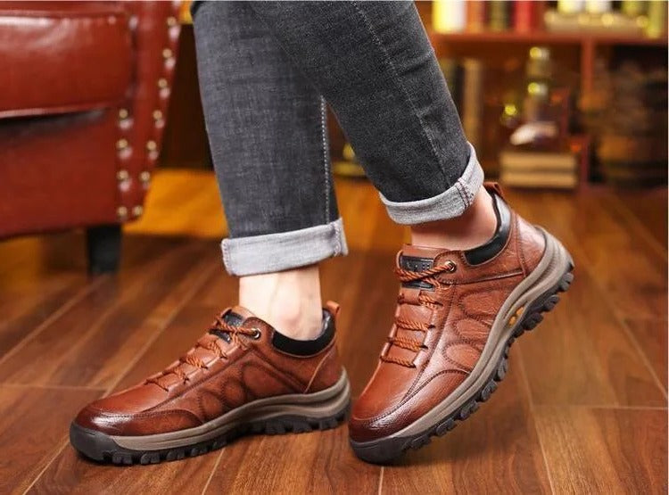 Men’s Casual Hand-Stitched Shoes with Arch Support, Non-Slip & Breathable Comfort