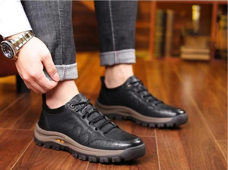 Men’s Casual Hand-Stitched Shoes with Arch Support, Non-Slip & Breathable Comfort