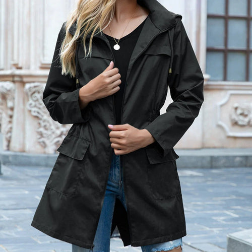 Chic Zipper-Front Trench Coat for Women