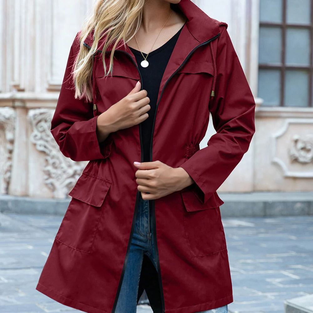 Chic Zipper-Front Trench Coat for Women