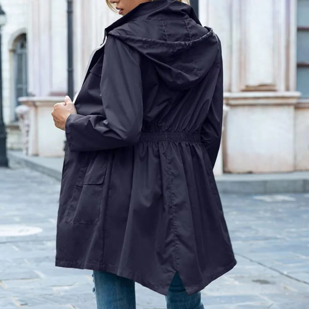 Chic Zipper-Front Trench Coat for Women
