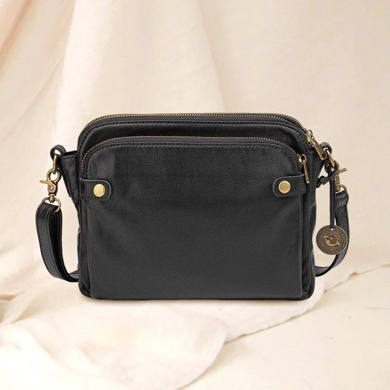 Triple-Layer Leather Crossbody Bag - Convertible Shoulder Bag & Clutch