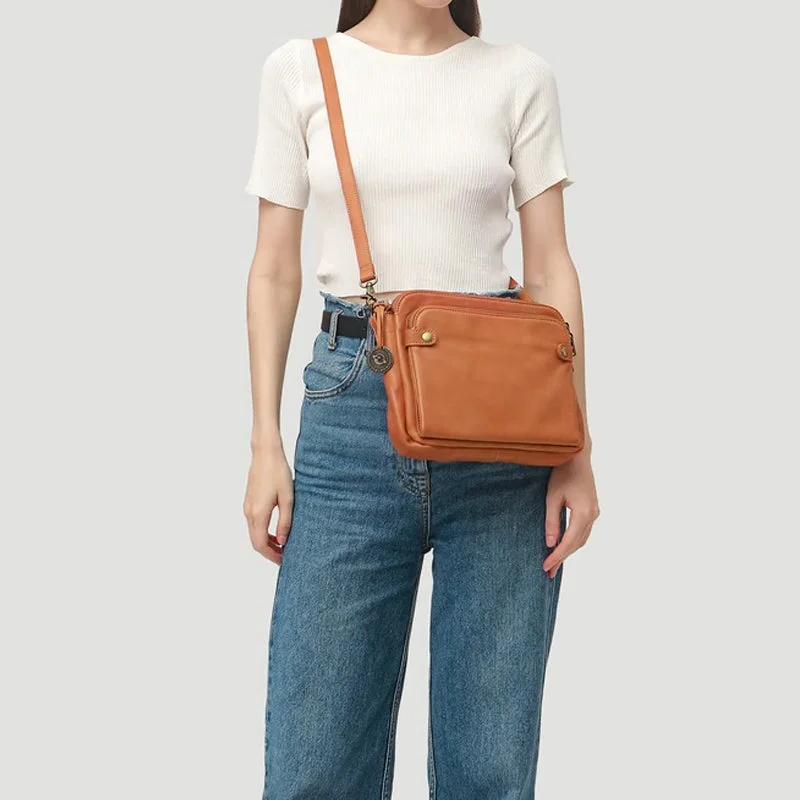 Triple-Layer Leather Crossbody Bag - Convertible Shoulder Bag & Clutch