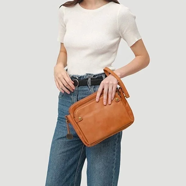 Triple-Layer Leather Crossbody Bag - Convertible Shoulder Bag & Clutch