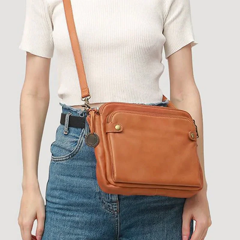 Triple-Layer Leather Crossbody Bag - Convertible Shoulder Bag & Clutch