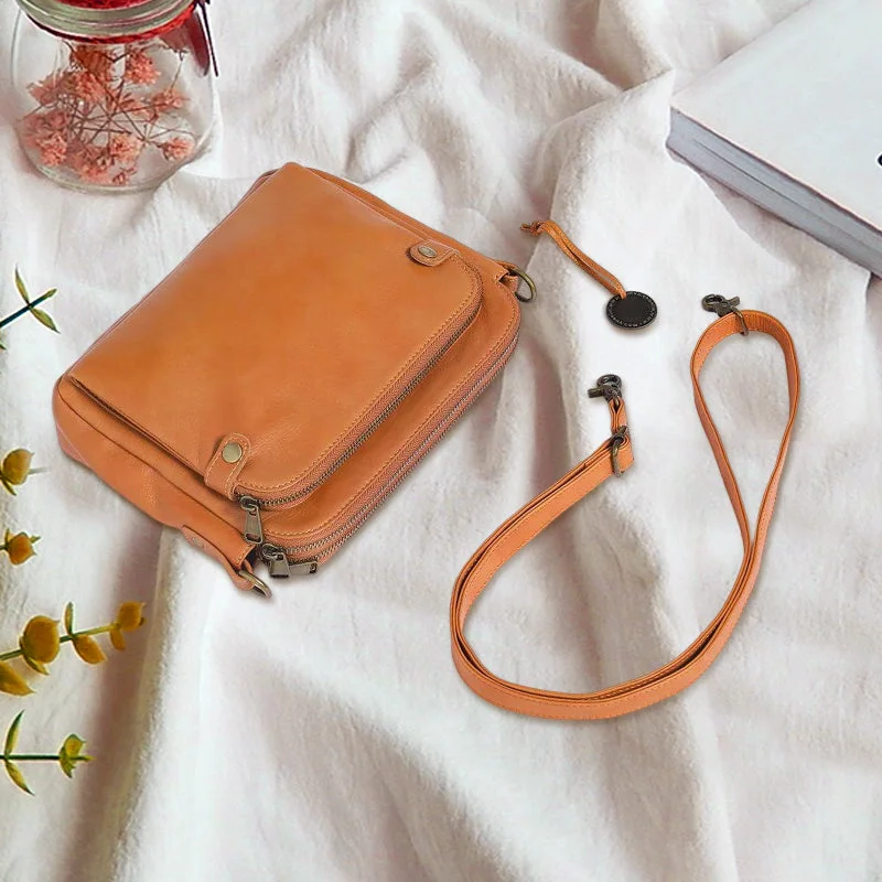 Triple-Layer Leather Crossbody Bag - Convertible Shoulder Bag & Clutch