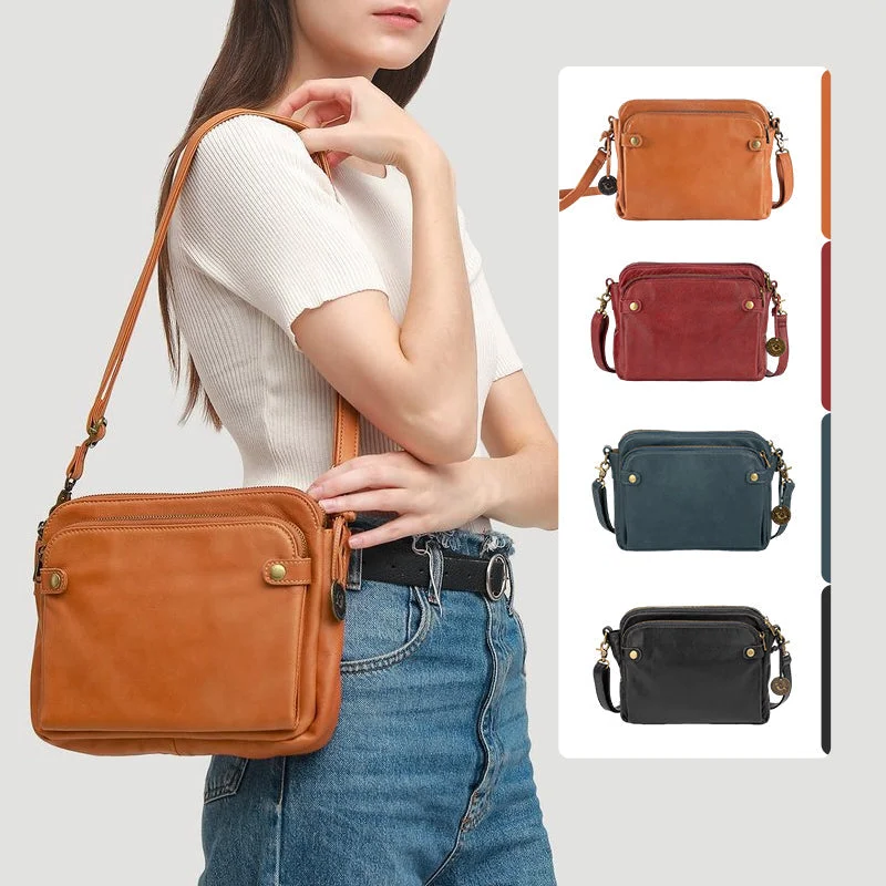 Triple-Layer Leather Crossbody Bag - Convertible Shoulder Bag & Clutch