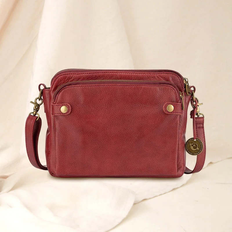 Triple-Layer Leather Crossbody Bag - Convertible Shoulder Bag & Clutch