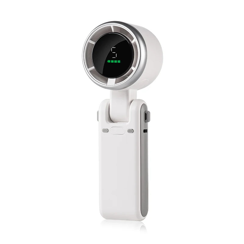 Foldable Handheld Turbo Fan with Digital Display - Ultra-Portable, High-Velocity Cooling on the Go